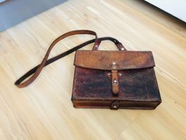 Militär Ledertasche Feldtasche Leder Bag Tasche Koffer
