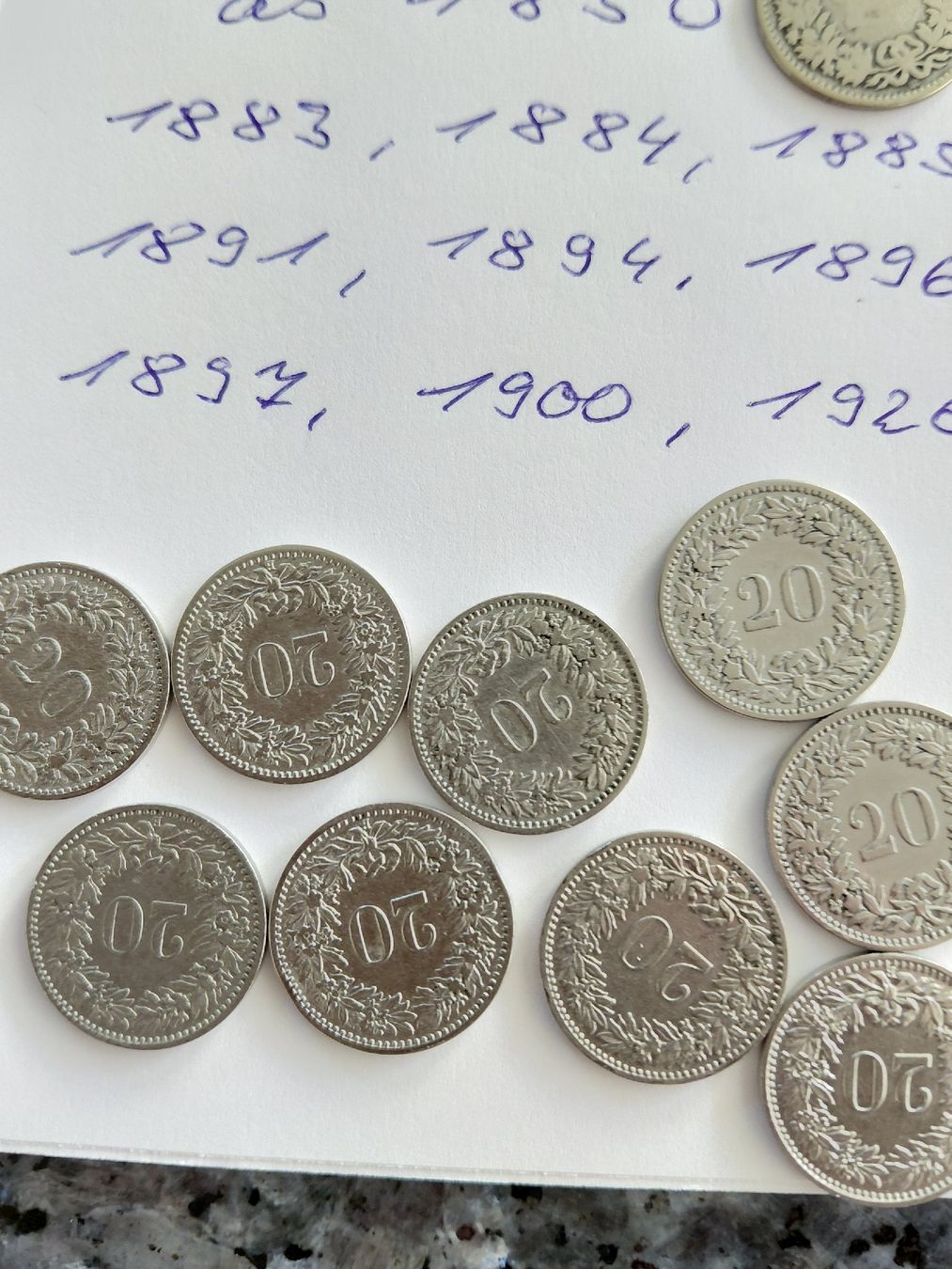 Tutti le monete: 10 x 20 Rappen ab 1850 – Usato da Bonaduz venduto da topolino052 3