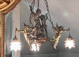grosser Engel Leuchter Lampe Auguste Moreau Belle Epoque