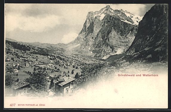 Cartoline postali: AK Grindelwald, Panorama mit Wetterhorn – Usato da Berlin venduto da bartko-reher