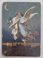 Antikes Bild: Schutz - Engel mit Kind, Mond, Nacht, Stadt