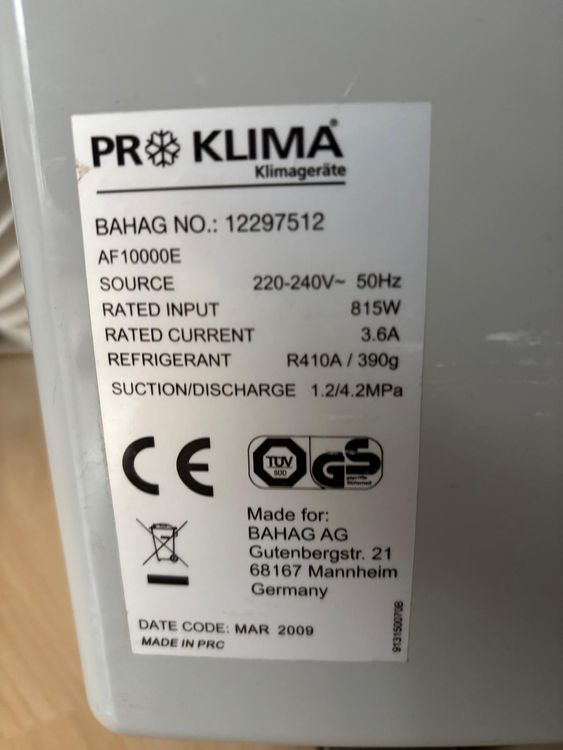 Klimageräte: Pro Klima Klimagerät AF10000E - Ideal für heisse Tage! – Gebraucht aus Uetendorf von Nakia 2