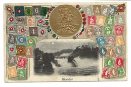 Rheinfall (SH) Briefmarken - Wilhelm Tell - Präge-Litho 1908