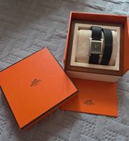 Montre femme HERMES, bracelet cuir double tour