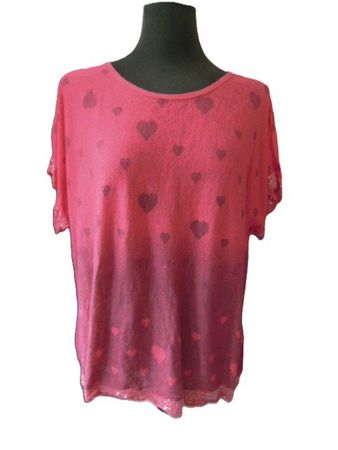 Gr. 48 Shirt Baumw + 30%Leinen Herzli, Pailletten s.Masse