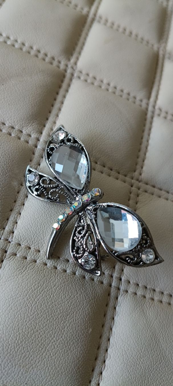 Spille & Fermagli: Pretty Dragonfly Brooch, Silver-tone & Sparkling Gems – Nuovo (secondo la descrizione) da Zürich venduto da cat_9cvz