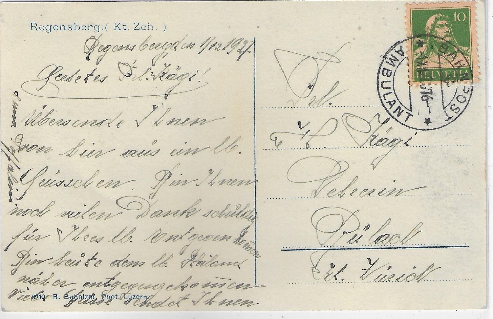 Cartoline postali: Regensberg ZH - Generalansicht – Usato da Ettingen venduto da Kartenplanet 1
