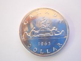 1963  1 Dollar Canada Kanu silber  23.3 gr.