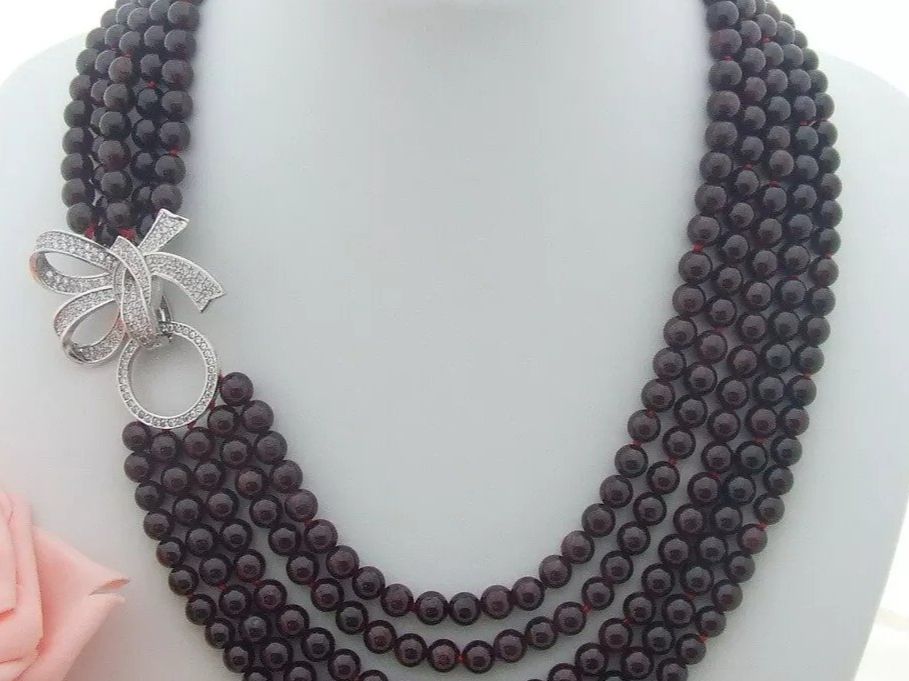Ketten: Lua Granat Halskette Perle 46cm Collier Noeud Grenat Garnet – Neu (gemäss Beschreibung) aus Prilly von ilyria73 3