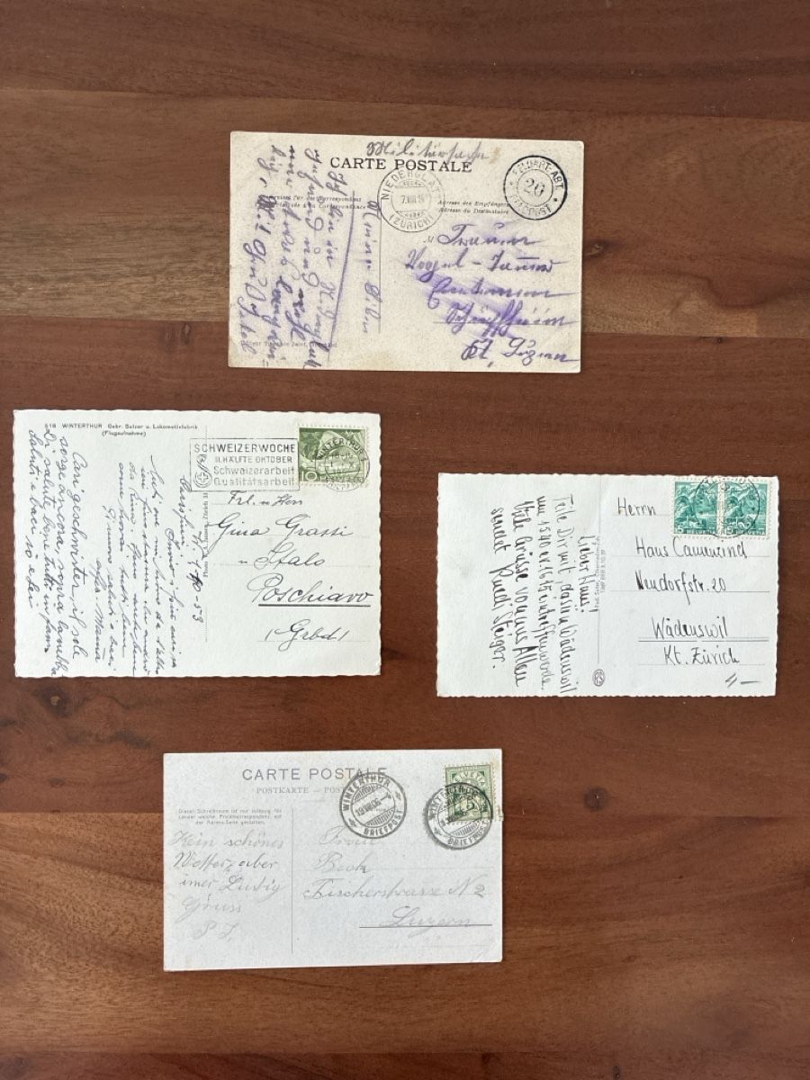 Cartoline postali: 4 Ansichtskarten Schweiz von Winterthur ZH – Usato da Oftringen venduto da Cla.vD.74 1