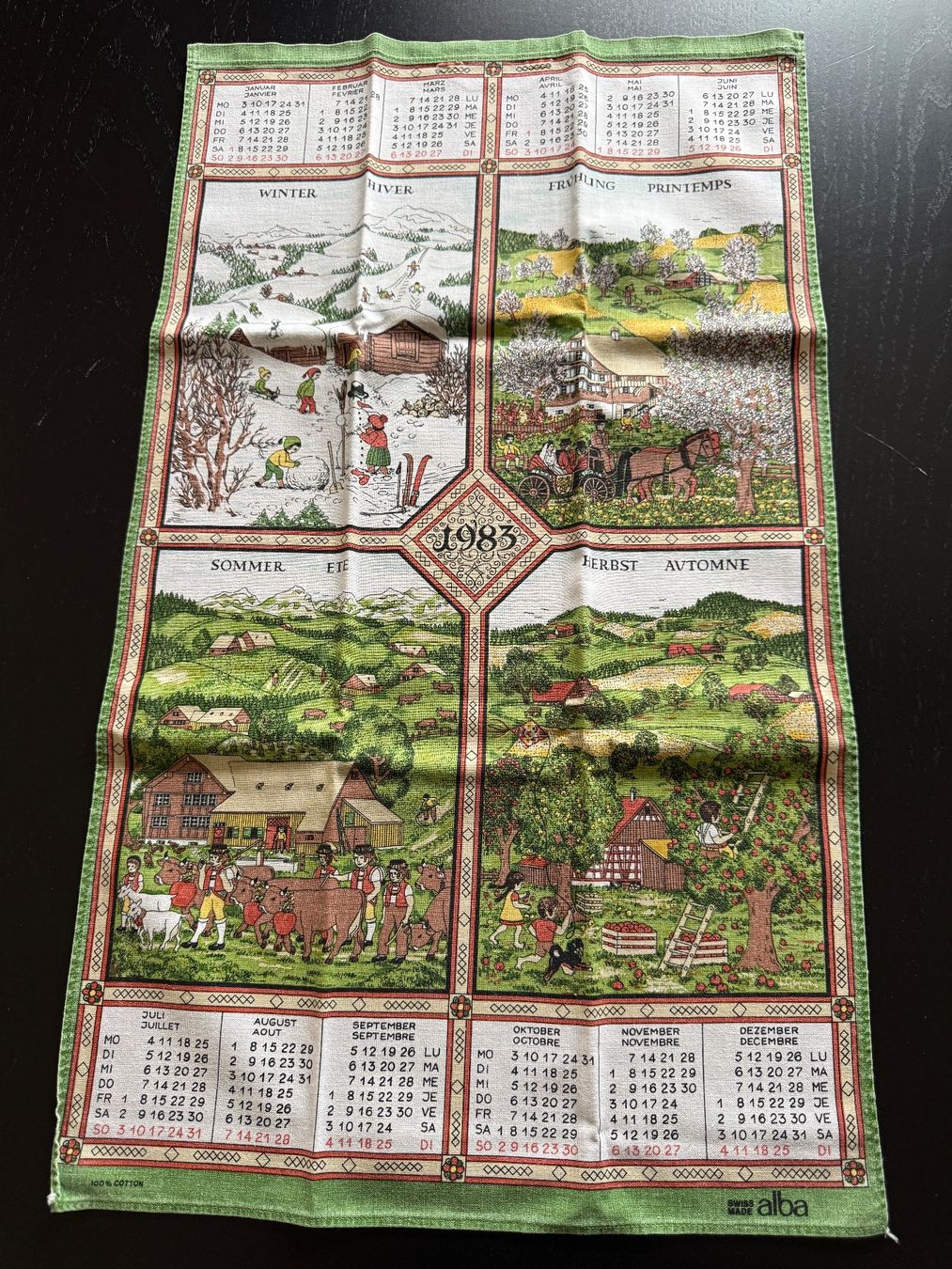 Calendari: Vintage Alba Kalender/Geschirrtuch 1983 – Usato da Erstfeld venduto da Mario_boe0