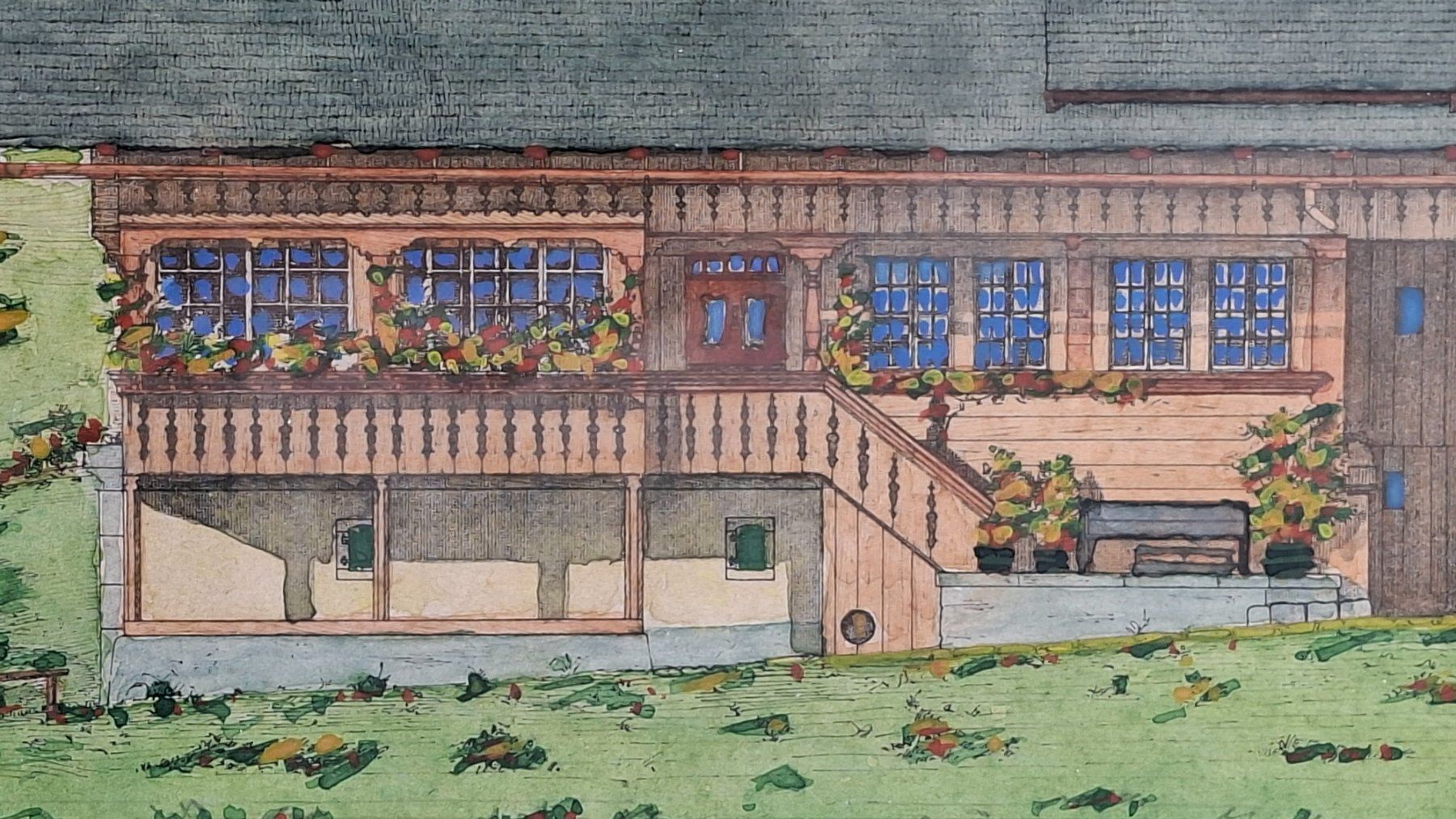 Dipinti: Aesch, Schönmann, Aquarell oder colorierte Litho, Bauernhaus – Usato da Herisau venduto da Saentis1 4