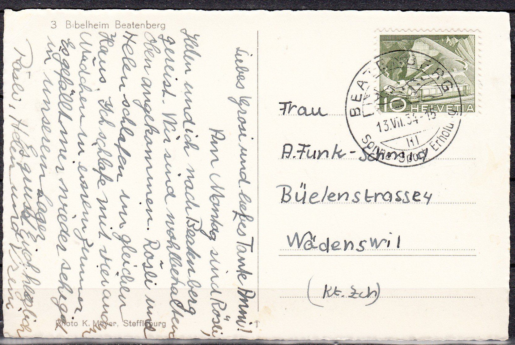 Ansichtskarten: Ak Bibelheim Beatenberg BE 1934 – Gebraucht aus Herrliberg von Lfrifda 1