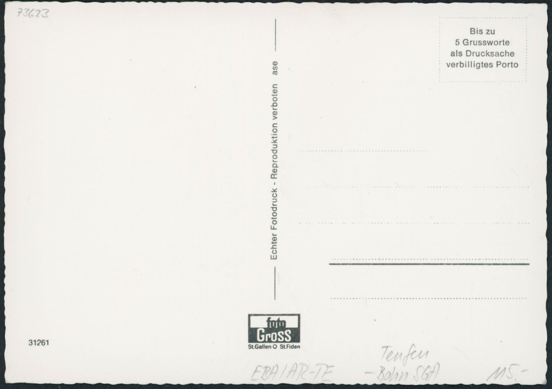 Cartoline postali: AR Teufen - Bahn SGA – Nuovo (secondo la descrizione) da Schindellegi venduto da Jonathan77 1