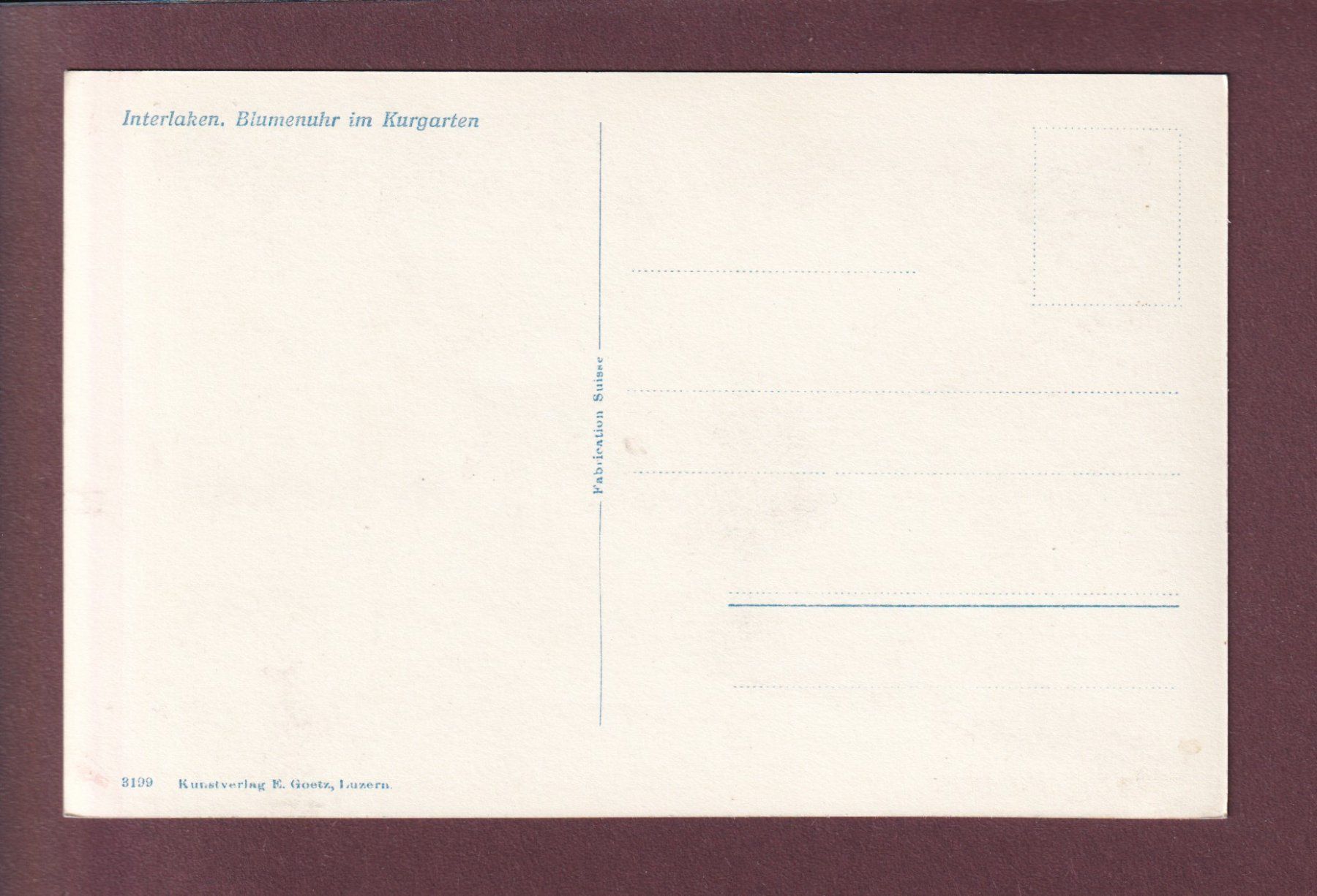 Cartoline postali: INTERLAKEN - Blumenuhr im Kurgarten – Usato da Pully venduto da nicecards 1