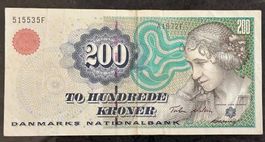 200 Kronen Schein Dänemark, A1972F, Top Zustand, Rarität