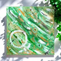 Abstraktes Acrylgemälde „Grüne Welt“ Einzelstück