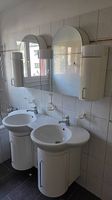 Doppel-Lavabo Set mit Möbel & Spiegelschrank+Beleuchtung
