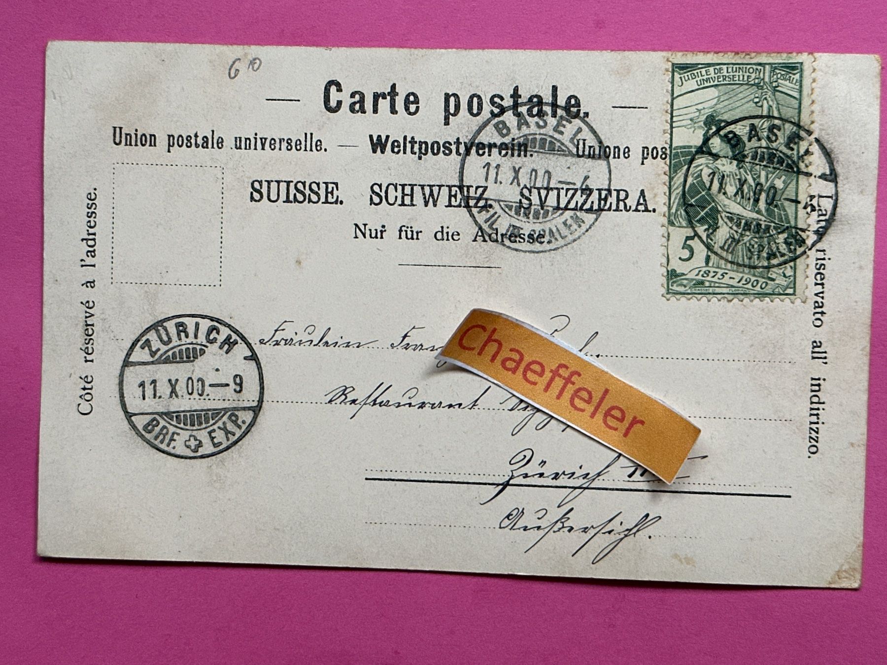 Cartoline postali: 1900   14902 Gruß aus Basel – Usato da Zürich venduto da Chaeffeler 1