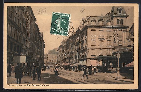 Cartoline postali: AK Genève, Rue Basses-du-March – Usato da Berlin venduto da bartko-reher