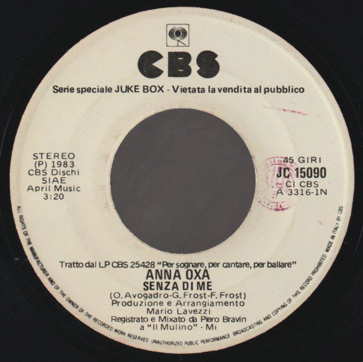 Vinyles: 7 " CAMERINI ALBERTO / OXA ANNA COMPUTER CAPRICCIO / SENZA – D'occasion à Vezia par Aquarius_Age 1