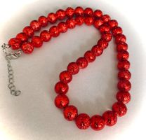SALE! KETTE STEINKETTE EDELSTEINKETTE ECHTE LAVA STEINE ROT
