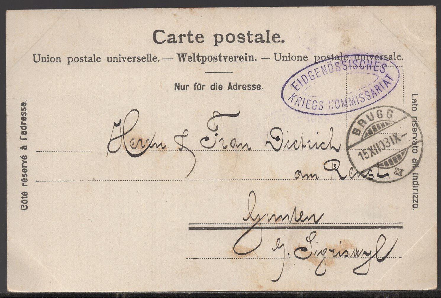 Cartoline postali: Brugg  Kaserne  1903 – Usato da Aarau venduto da kufi44 1