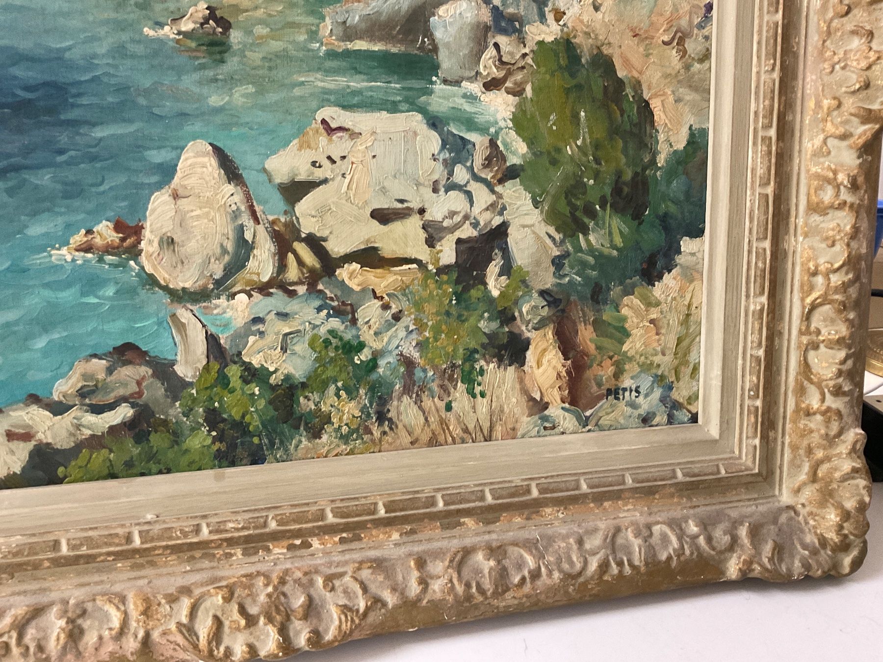 Dipinti: Ölgemälde einer Küste in Capri - signiert "Petis" – Usato da Bern venduto da vielerart 1