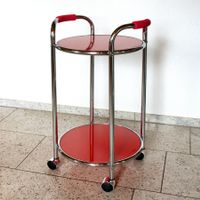 Designtischchen aus Chromstahl und Glas