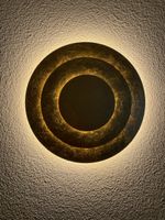 2 Wandleuchten klein/ gross, rund Gold Optik, LED 