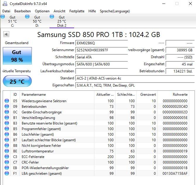 Samsung Dischi rigidi: Samsung SSD 850 Pro 1.0TB – Usato da Gossau SG venduto da luuuda_chris 2