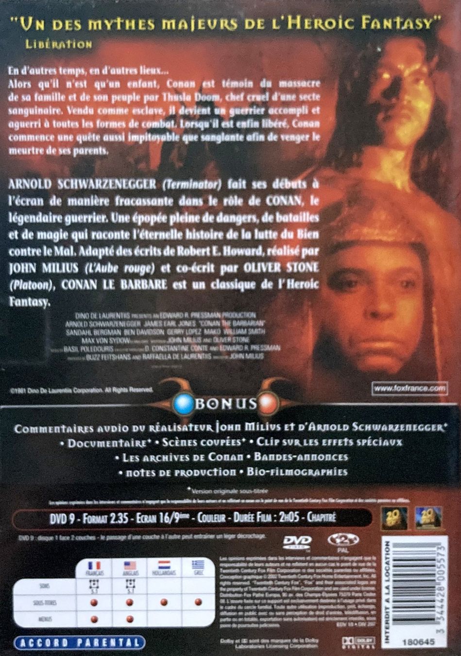 Tous les DVDs: CONAN LE BARBARE (1 DVD) – D'occasion à Bottens par hotter-than-hell 1