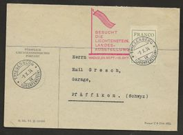 Schweiz  FRANCO 3  Triesenberg 1934 Zusatzstempel