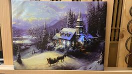 Leinwandbild Winterlandschaft mit Kirche