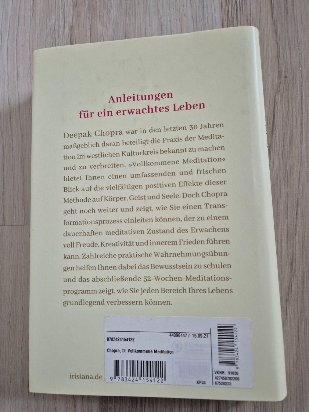 Bücher: Vollkommene Meditation von Deepak Chopra – Gebraucht aus Abtwil SG von Delfine5 1