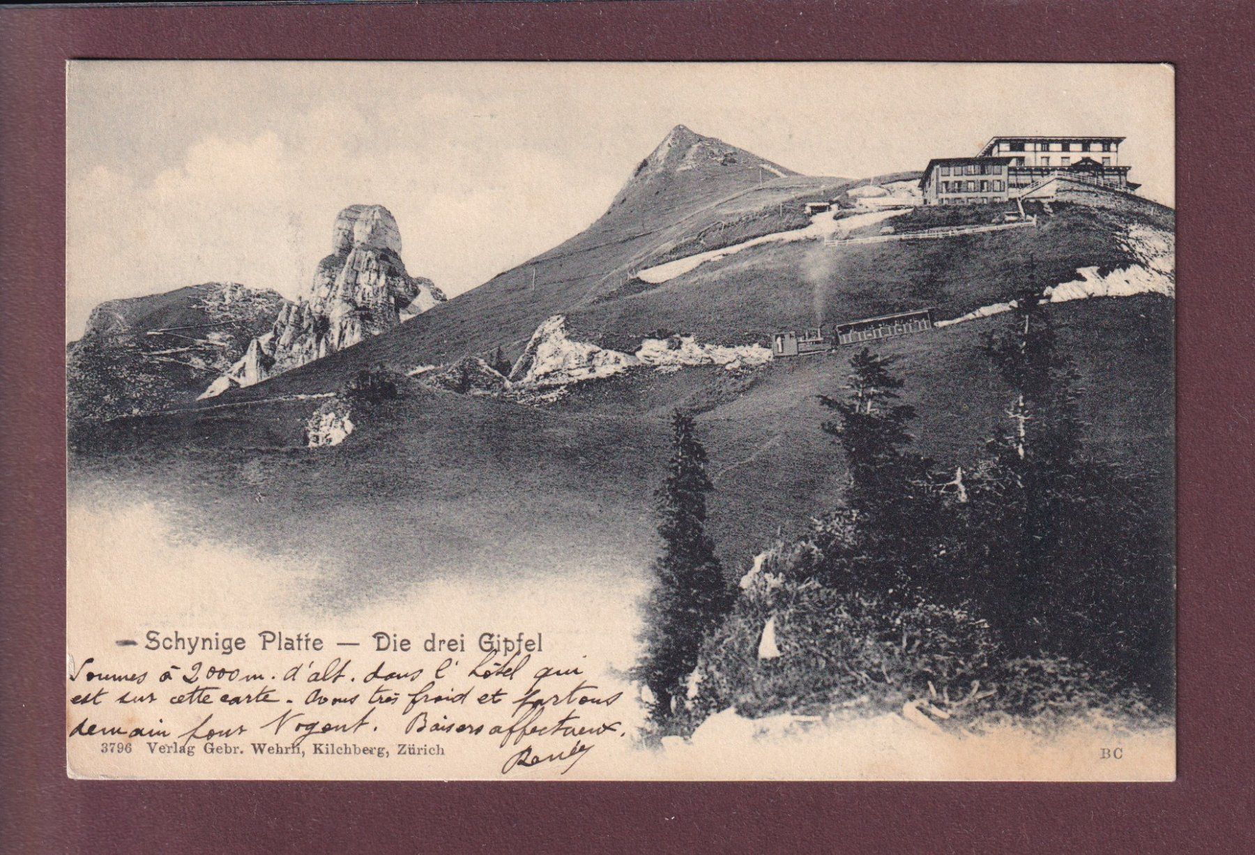 Cartoline postali: SCHYNIGE PLATTE - Die 3 Gipfel - Bahn - 1904 – Usato da Pully venduto da nicecards