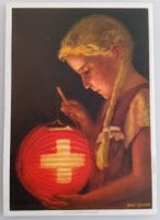 Bundesfeierpostkarte Nr.64 - 1936 - Mädchen mit Lampion, 1.8