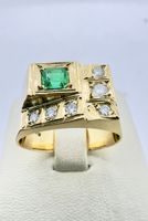 750/18 K Gold Ring mit Smaragd und Brillanten