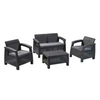 Corfu Balcony Wicker Set graphit, inkl. Kissen graphit