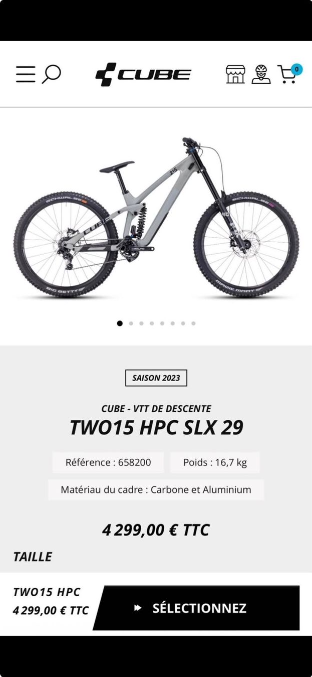 Cube Biciclette: DH Cube Two 15 Carbon comme neuf – Usato da La Tour-de-Trême venduto da Jackda66 2