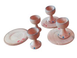 Antike Puppenstube Teller Tassen Holz