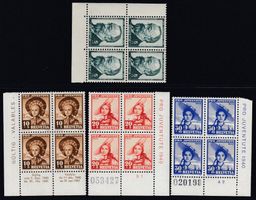 1938 Serie postfrische Viererblock Zunr. J-85-88 mit Ecktabs