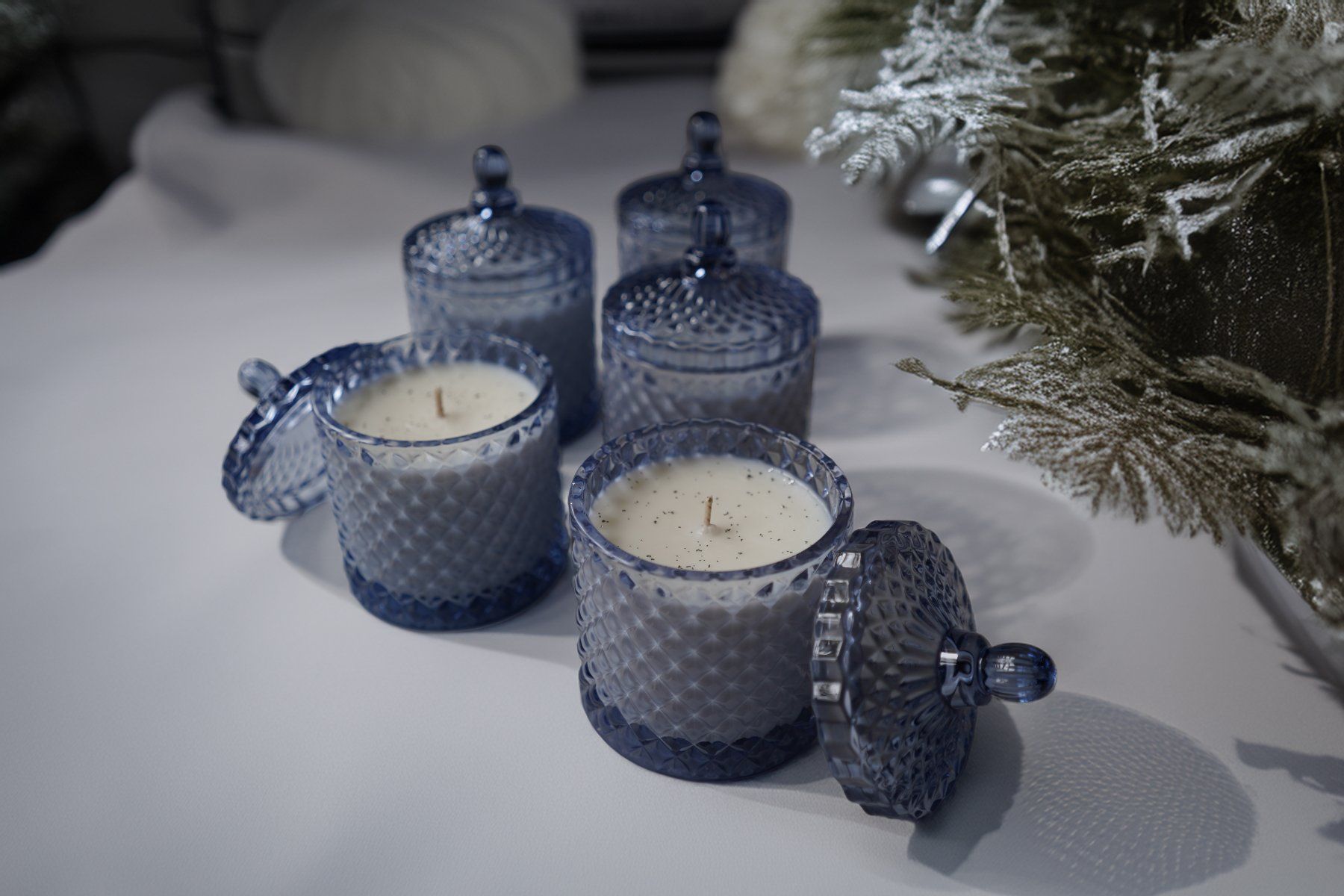 Kerzen: Duftkerze ORB Midnight Blue – Candy Cotton Snowflake – Neu und originalverpackt aus Zwingen von Haus_der_Harmonie 2