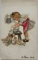 Humor, M.M. Vienne, Waschfrau , Puppen, 1919