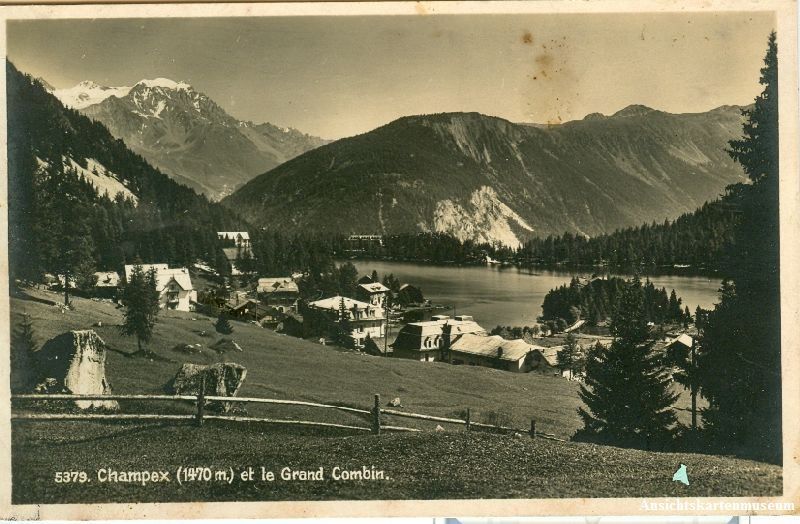 Cartoline postali: Champex - et le Grand Combin + 1929 – Usato da Emmenbrücke venduto da teestube