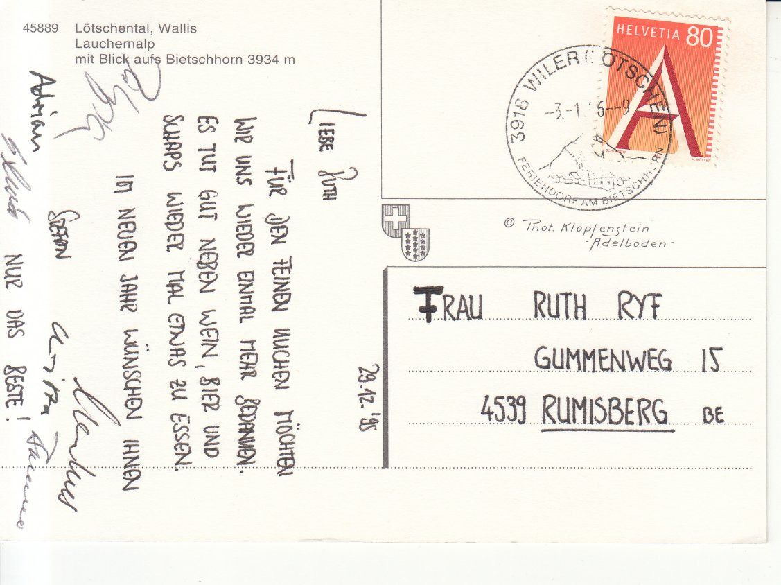 Cartoline postali: Lauchernalp 1996 – Usato da Bürglen TG venduto da StampGraf 1