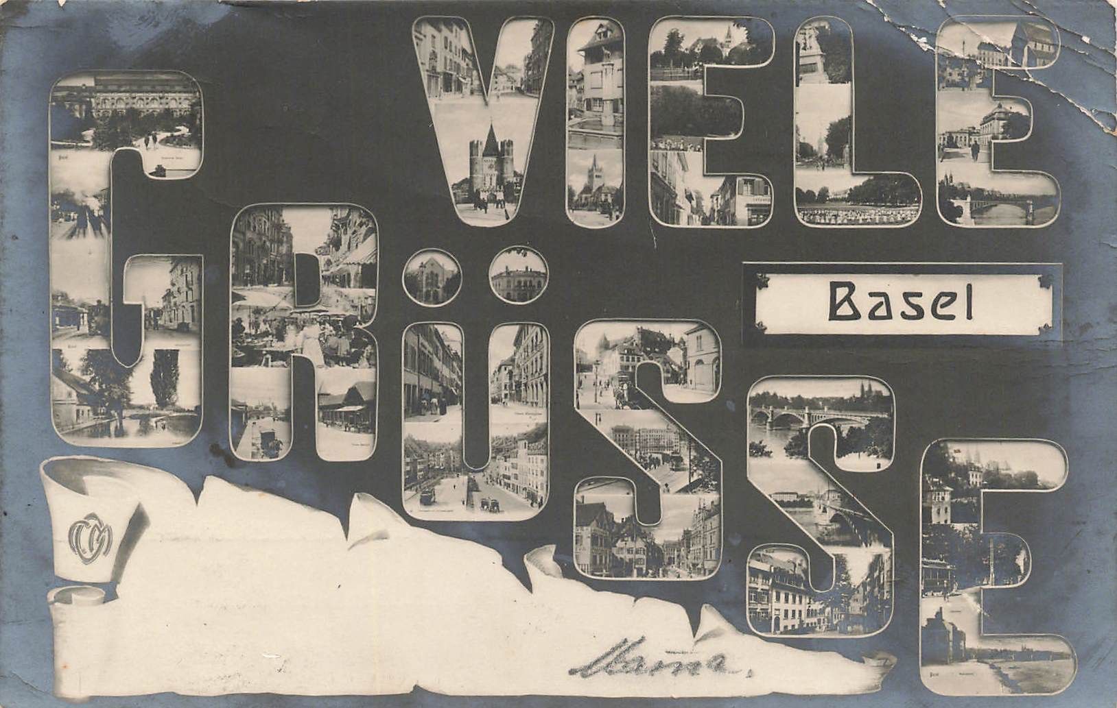 Cartoline postali: Gruss viele Basel – Usato da Biasca venduto da Blenio71