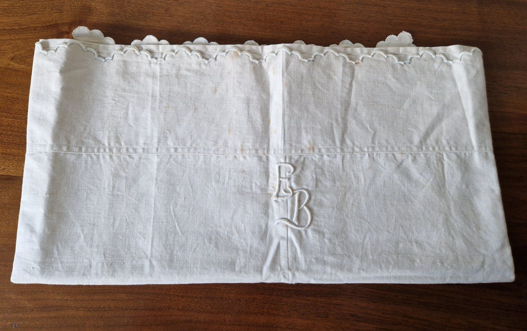 Biancheria da letto: Leinen Leintuch mit Monogramm EB, 210x160cm – Nuovo (secondo la descrizione) da Bern venduto da Antikbatik 8