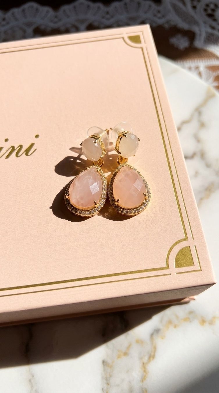 Ohrringe & -stecker: Boucles d’oreilles en véritable Quartz Rose – Neu und originalverpackt aus St-Maurice von Sandrinette123 4