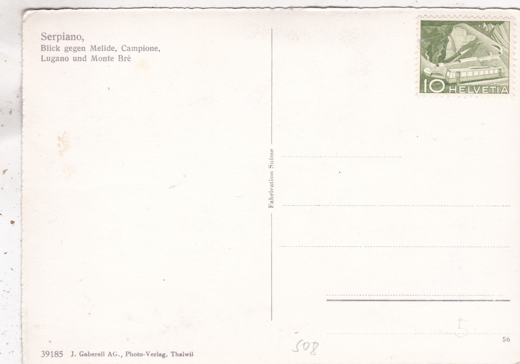 Cartes postales: Serpiano Blick gegen Melide – D'occasion à Herisau par Lisegrat2008 1